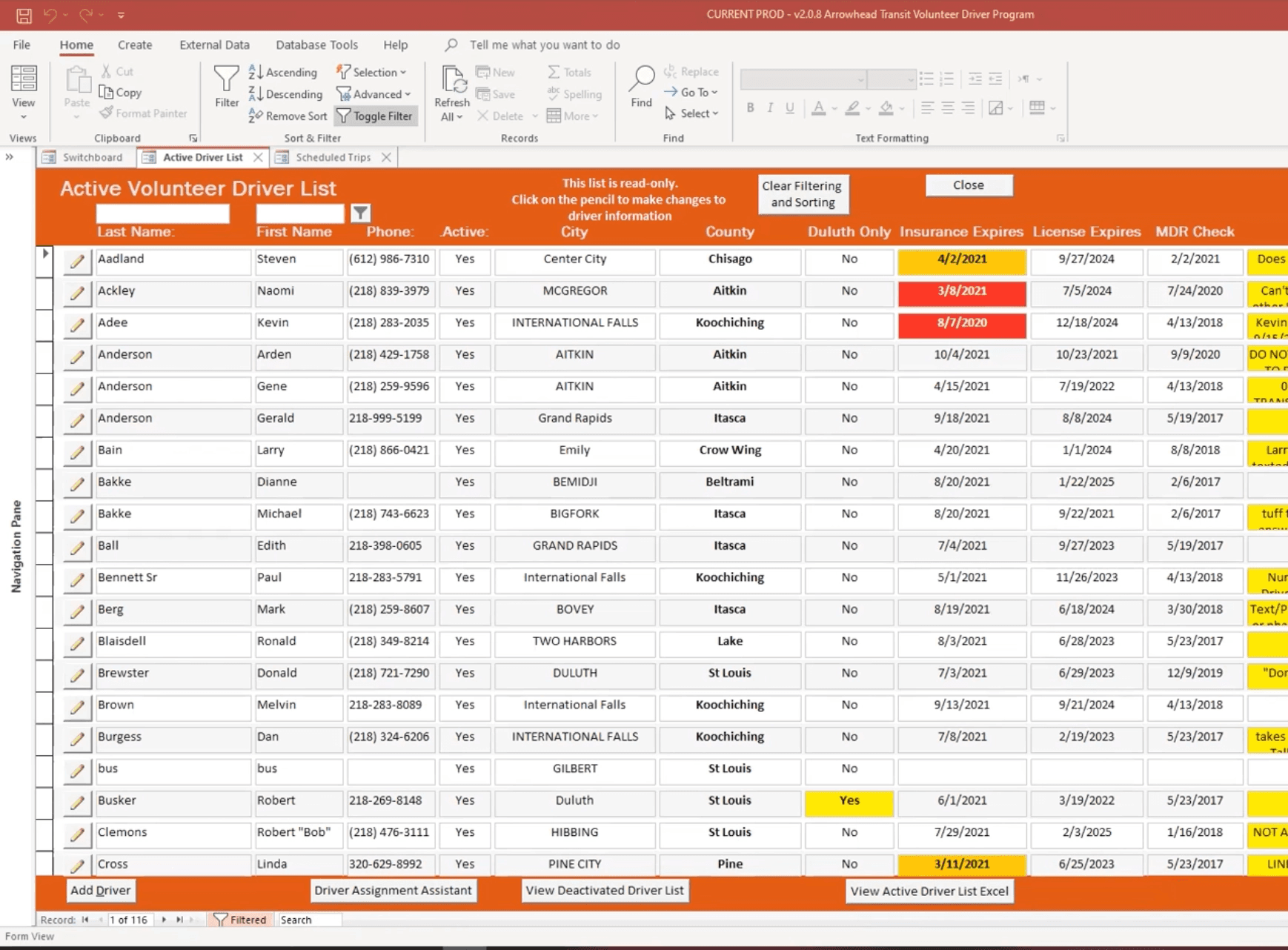 Exhibit A — the entire operation, in one Access file. No login. No history. No way to work outside the office.