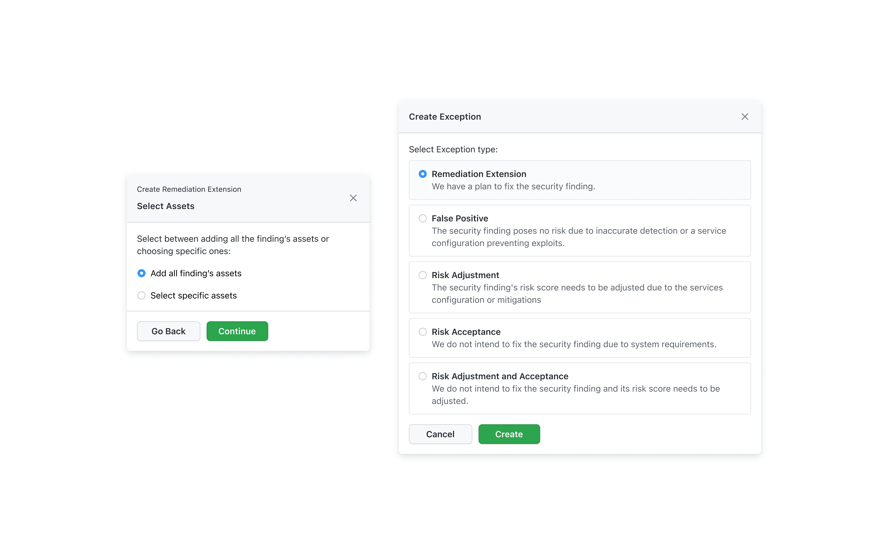 Security Findings job status screen showing a completed remediation export.